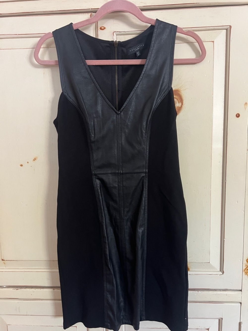 Sanctuary Black Faux Leather Panel Midi Dress